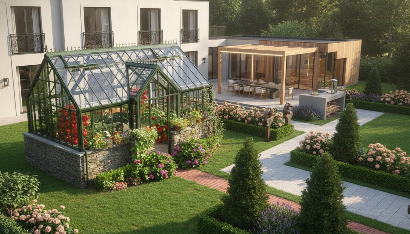 Английская стеклянная теплица дизайнерская