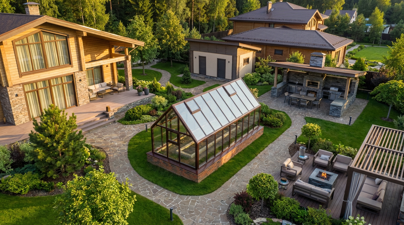 план участка с домом и теплицей