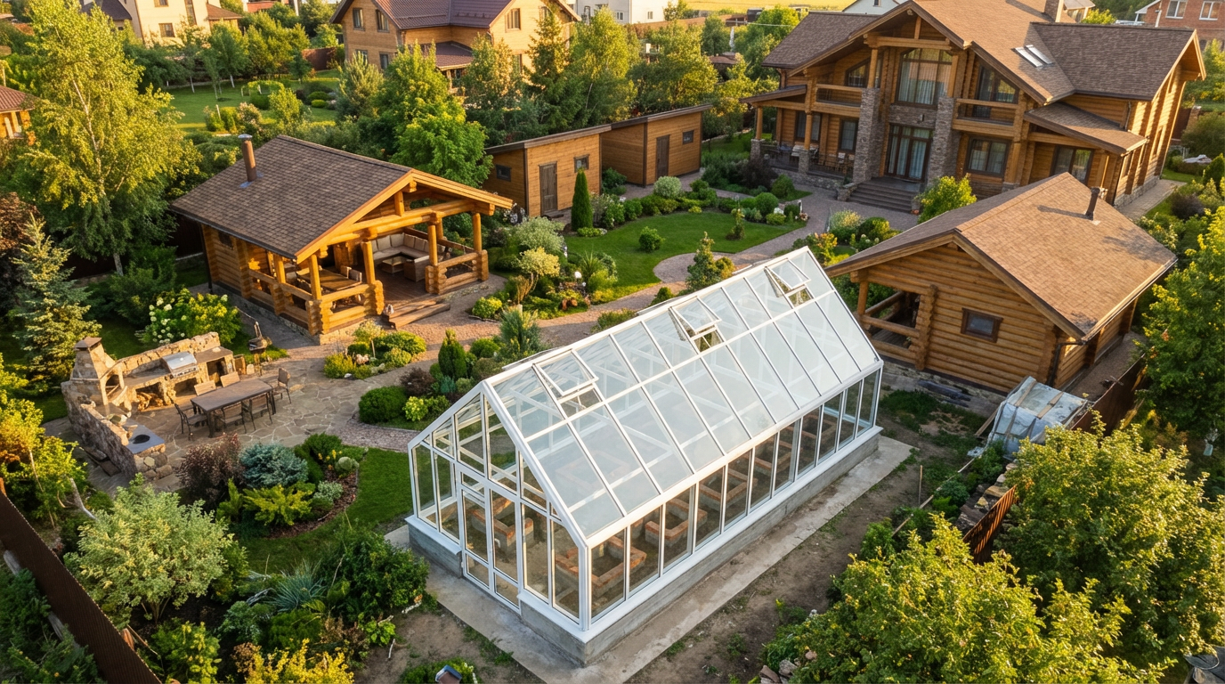 расположение теплицы возле зоны отдыха