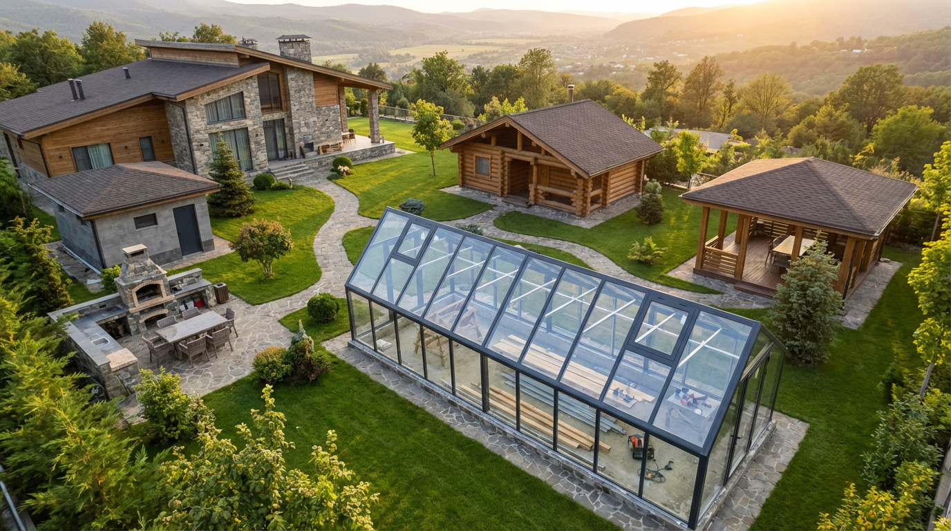 теплица у бани на плане участка