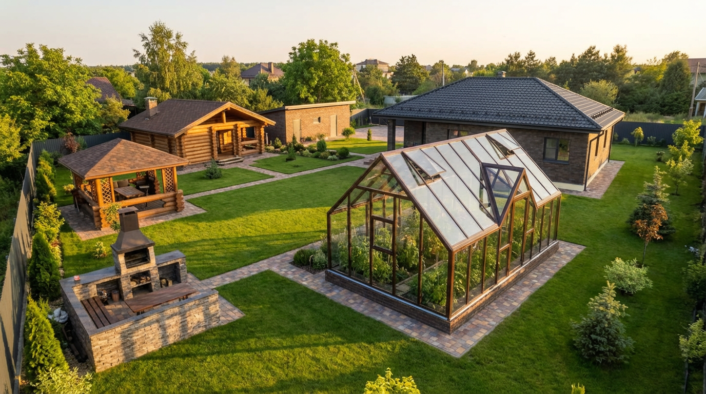 визуализация участка с премиальной теплицей