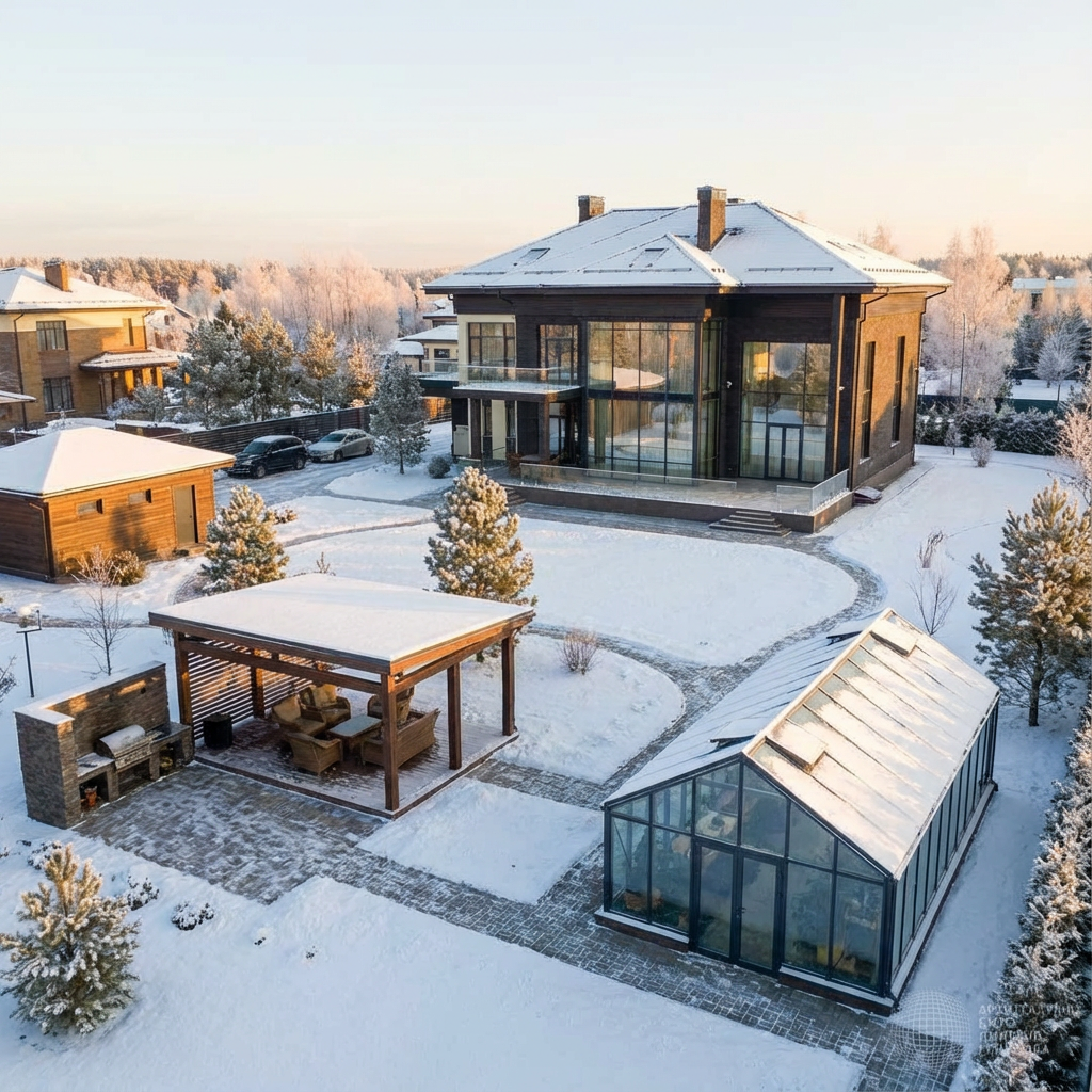 панорамные окна из теплого алюминия в загородном доме