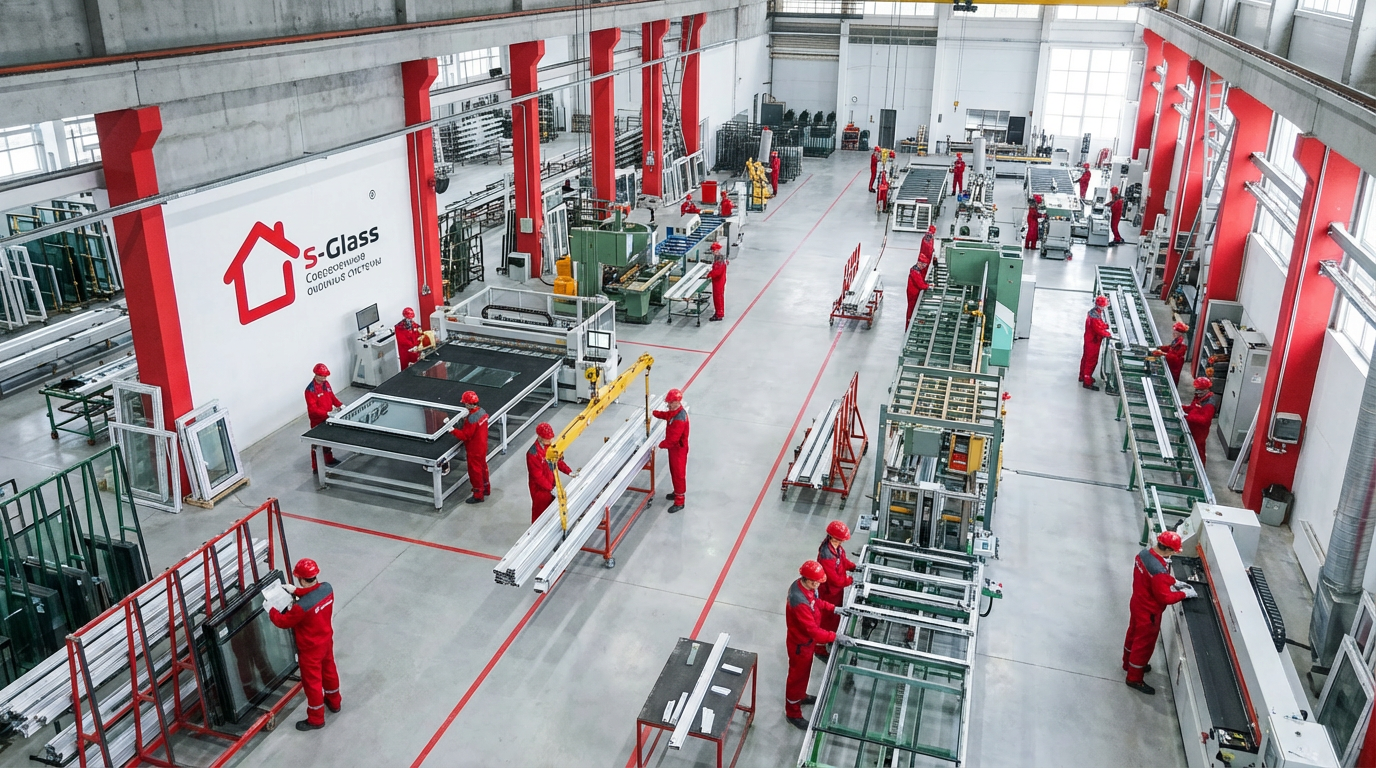 Производство алюминиевых профилей для стеклянных теплиц на заводе S-Glass