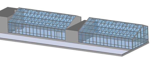Спортивный зал в зимнем саду на эксплуатируемой кровле