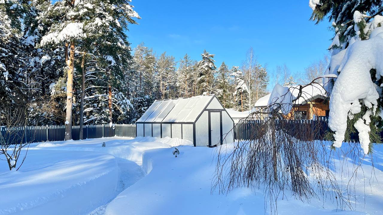 Элитная стеклянная теплица на участке в Субботино, городской округ Солнечногорск.