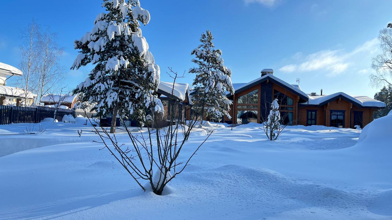 Премиальная стеклянная теплица на участке в Субботино, Московская область.