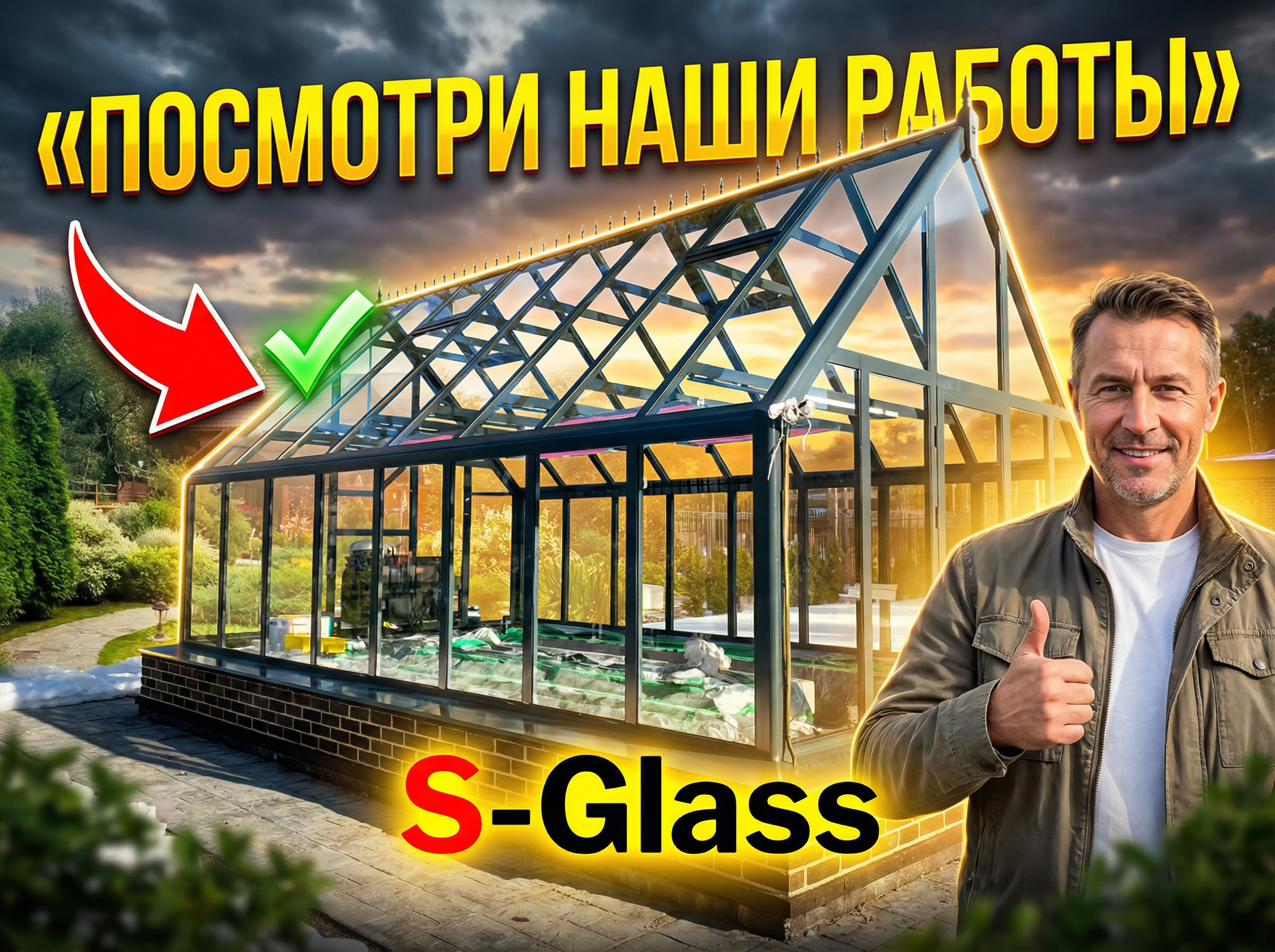 Готовые теплицы из стекла С-Гласс в Москве