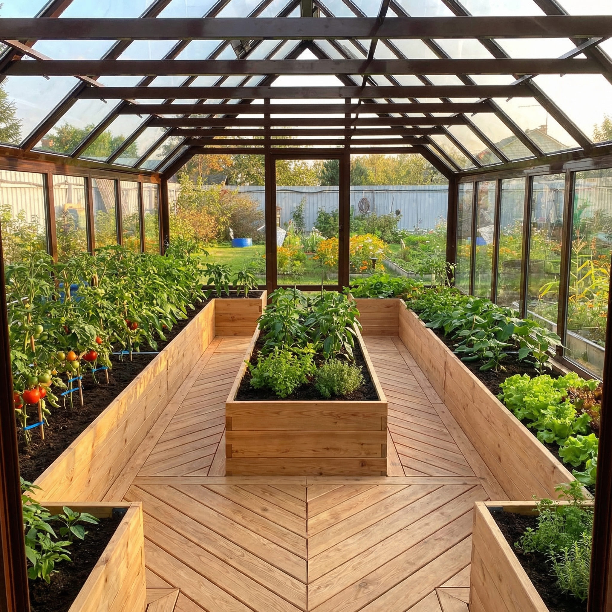 Как сделать грядки в стеклянной теплице S-Glass теплицы