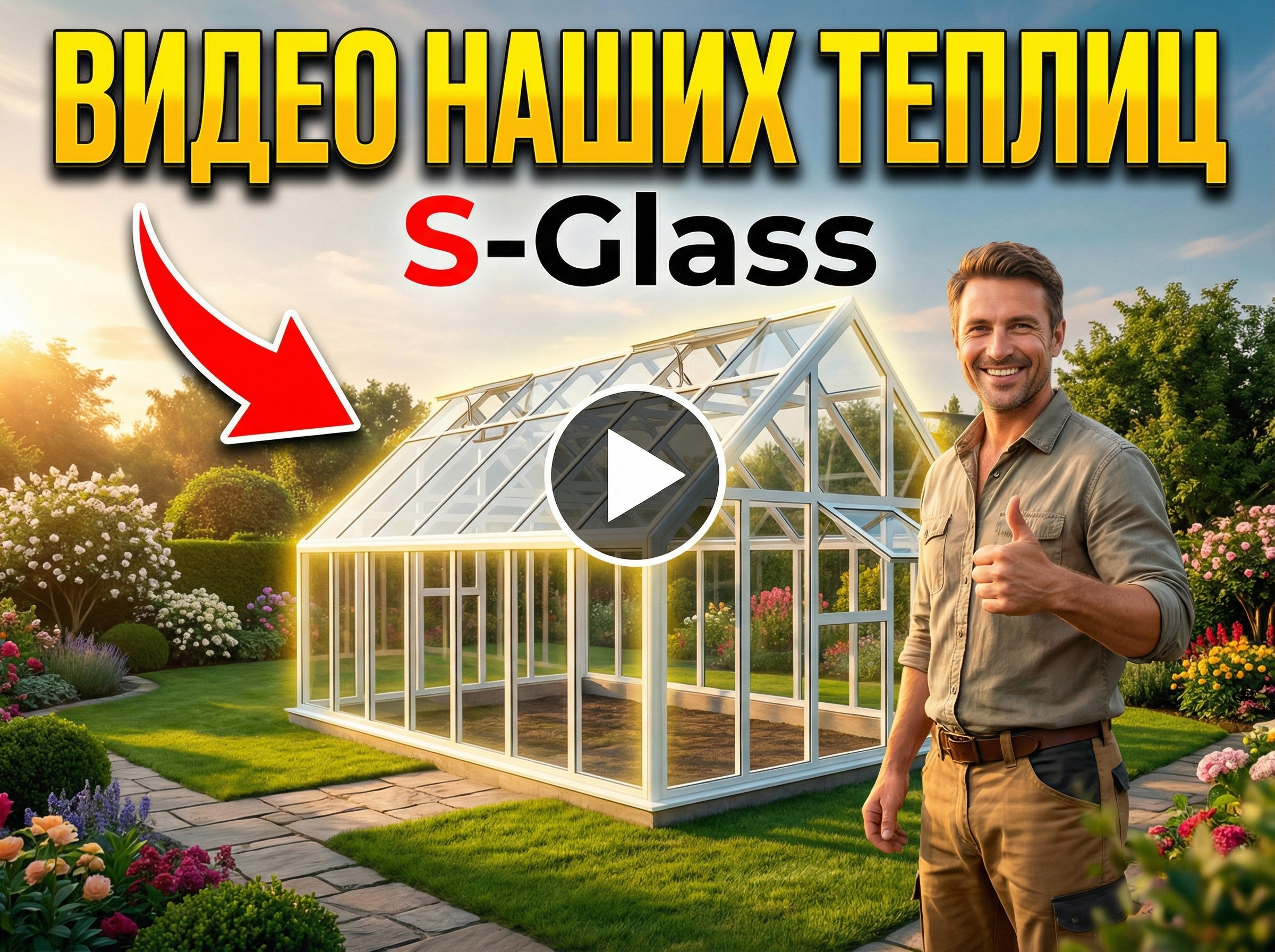 Видео выполненых работ о стеклянной теплице S-Glass