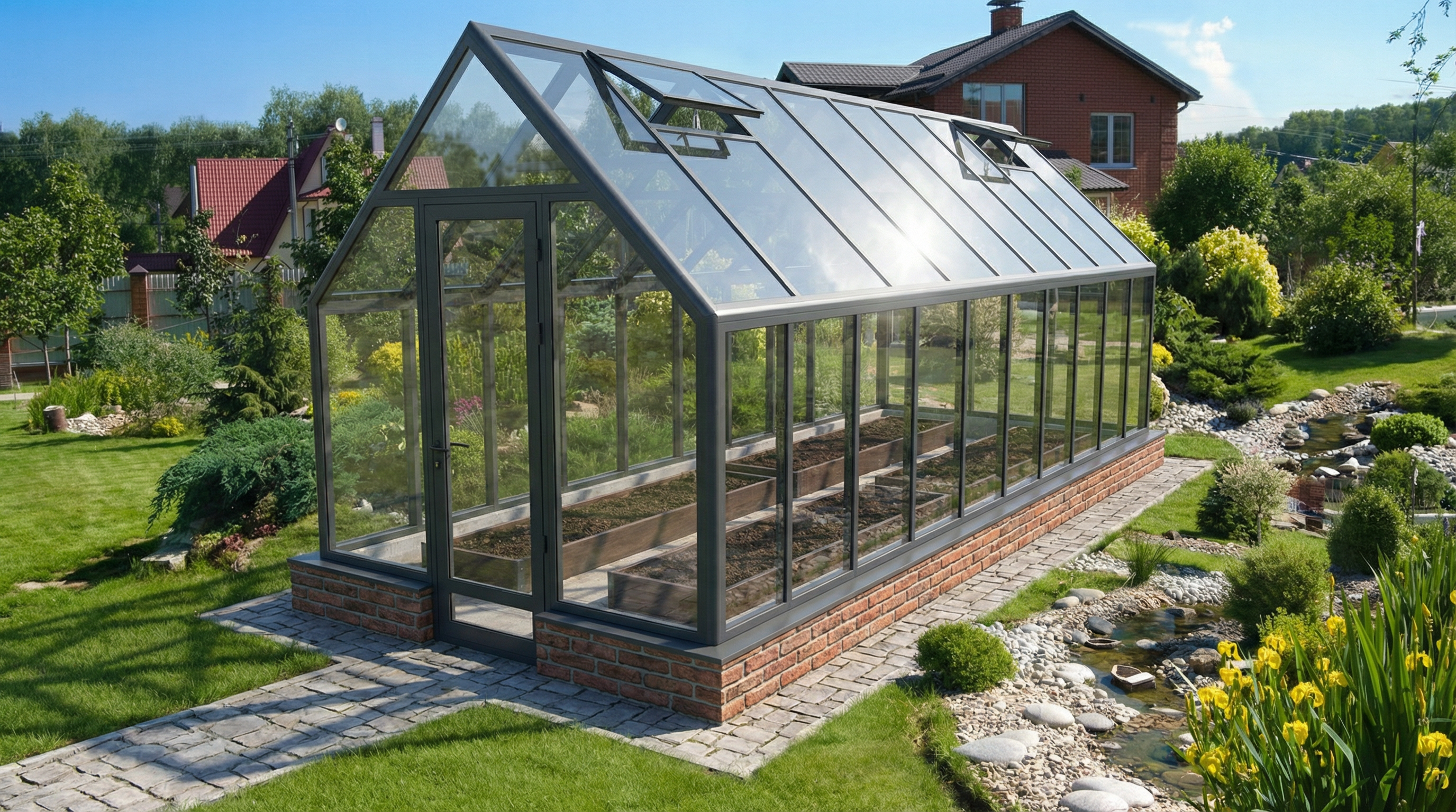 Алюминиевая теплица S-Glass 3×9 от производителя S-Glass "С-Гласс" — боковой ракурс