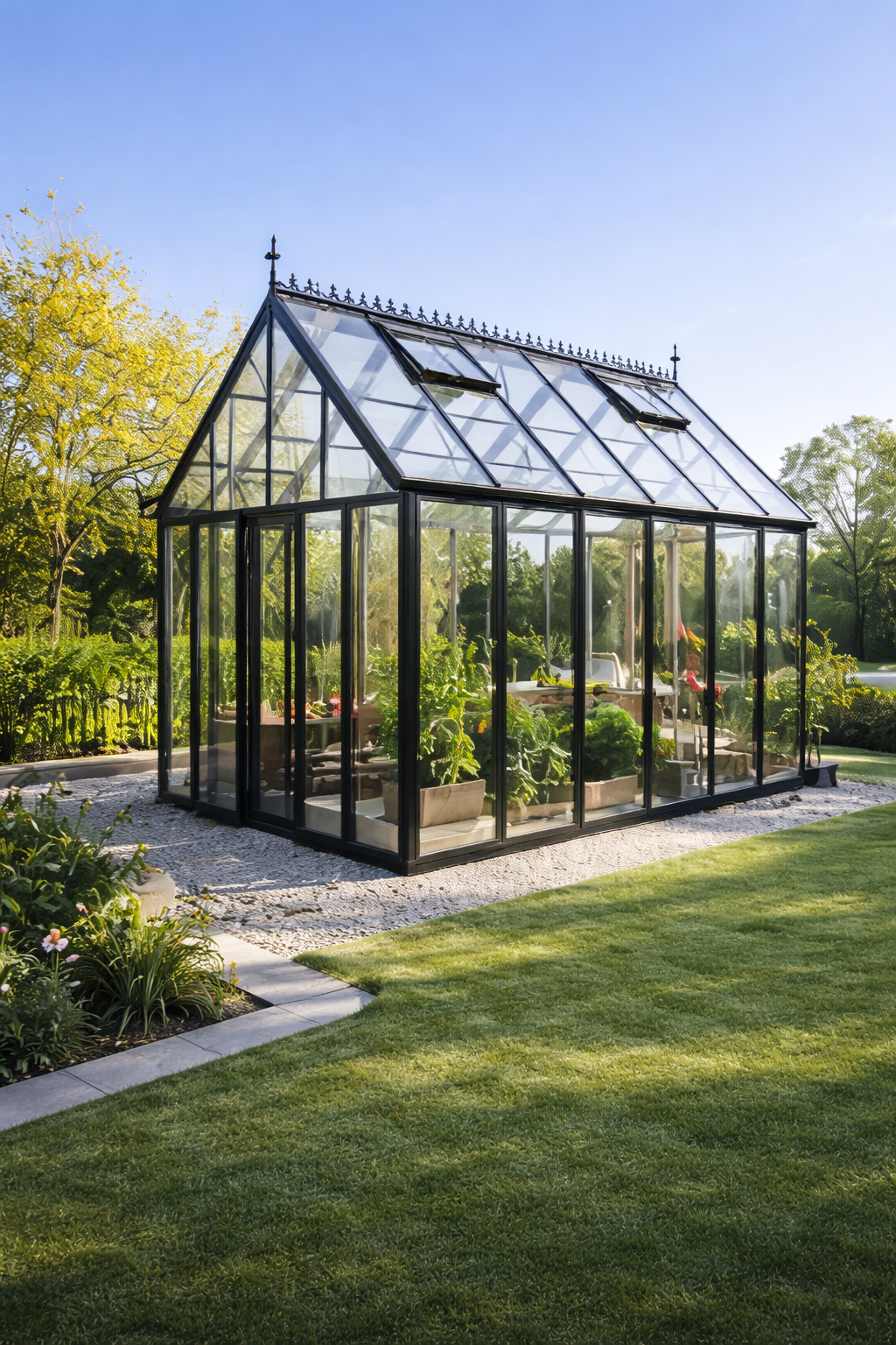 стеклянная теплица английского типа из алюминия и стекла S-Glass