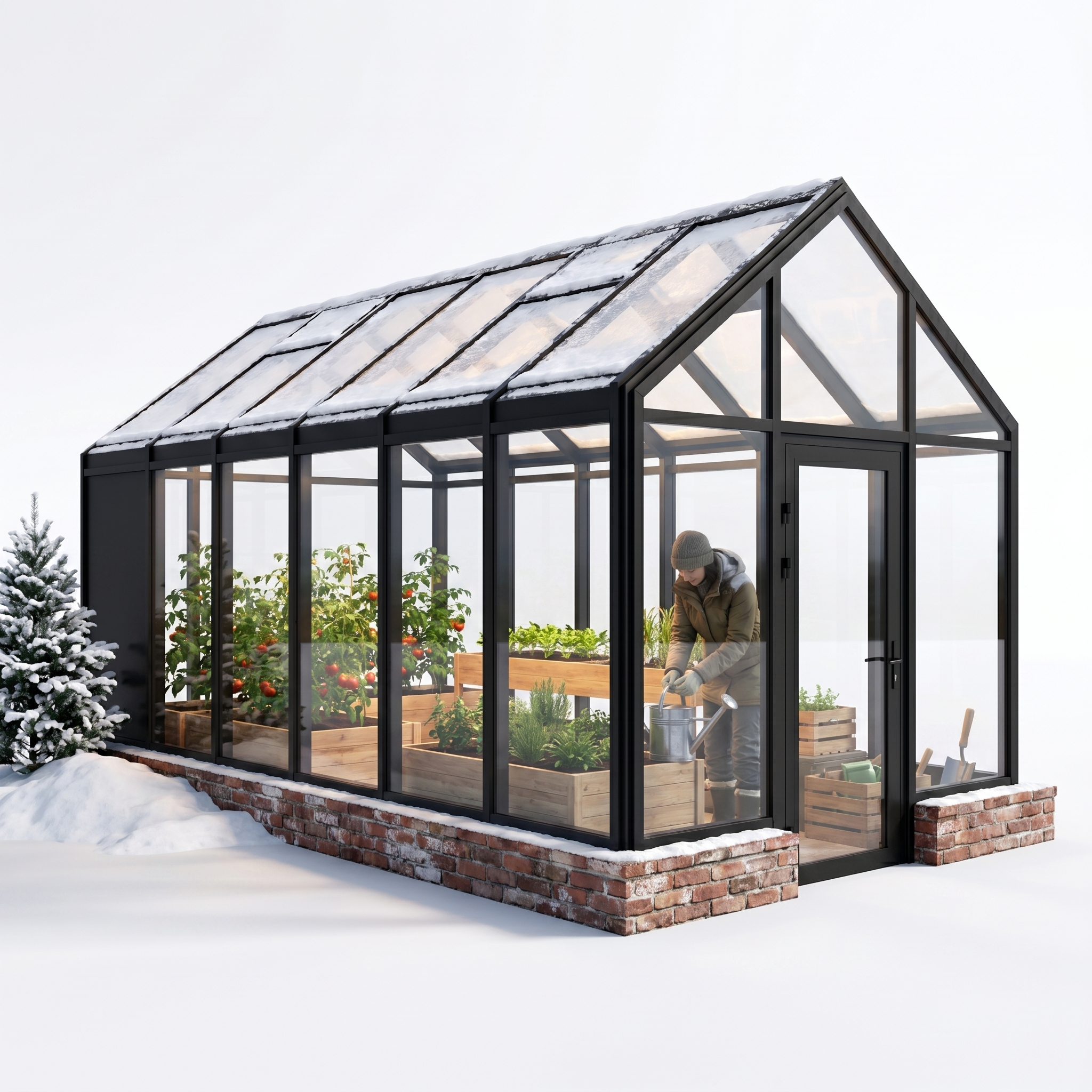 Зимняя теплица S-Glass 3×6 из тёплого алюминия — фасад
